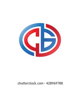 CG initial letters looping linked ellipse logo red blue