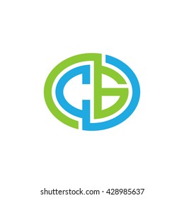 CG initial letters looping linked ellipse logo blue green