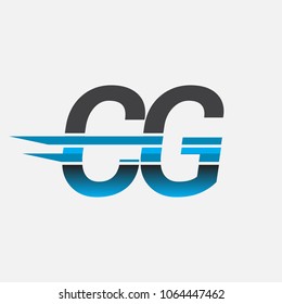 CG initial logo company name colored black and blue, Simple and Modern Logo Design.