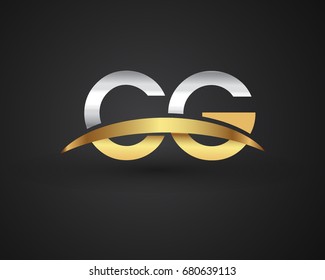 CG initial logo company name colored gold and silver swoosh design. vector logo for business and company identity.
