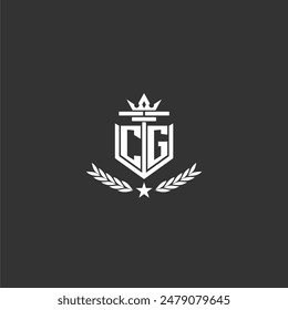 CG initial monogram brand logo design for crown vector image