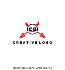 CG initial monogram for fitnes or gym logo with devil style design
