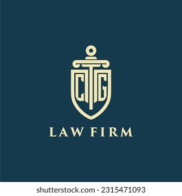 CG initial monogram for law firm with sword and shield logo image