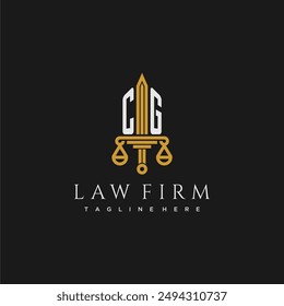 CG initial monogram for lawfirm logo with sword and scale