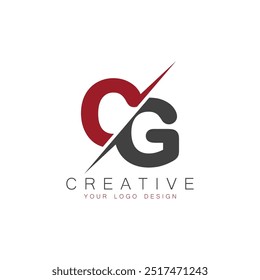 Monograma inicial de CG com letra logotipo criativo