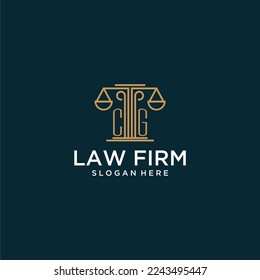 Logotipo de monograma inicial de CG para la firma de abogados con diseño vectorial de escala