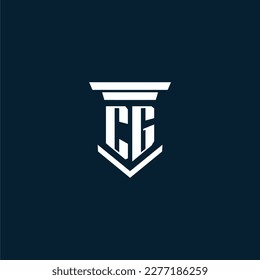 CG initial monogram logo lawfirm with pillar design