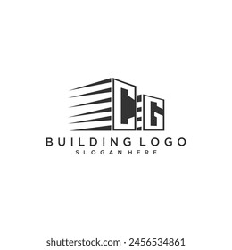 CG initial monogram logo for real estate with building style