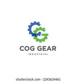 CG letter cog gear shape logo. Modern clean industrial icon symbol vector illustration