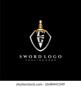 CG letter luxury monogram for shield and sword style image