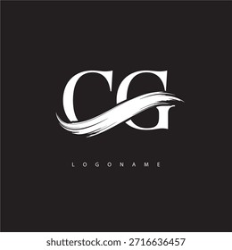 Logotipo del monograma de la letra del CG con la carrera del cepillo para la identidad moderna de la marca