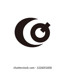 cg letter vector logo. moon and q letter vector