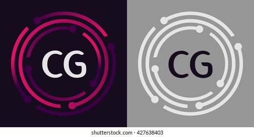CG letters business logo icon design template elements in abstract background logo, design identity in circle, alphabet letter