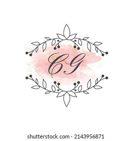 CG letters signature logo, Handwritten logo, CG, CG lettering, Letters CG, C and G logo with flower mandala, Brushstroke, wedding, fashion, floral and botanical