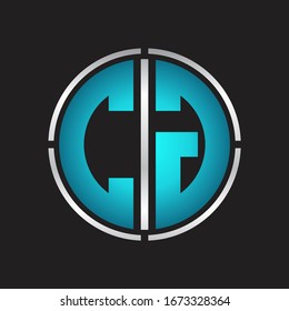 CG Logo initial with circle line cut design template on blue colors
