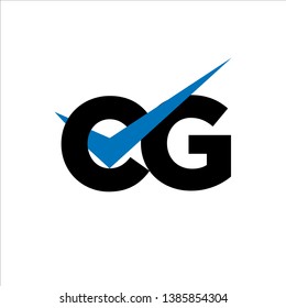 CG Logo Modern of Letter Tick Blue Initial Capital Designs Template
