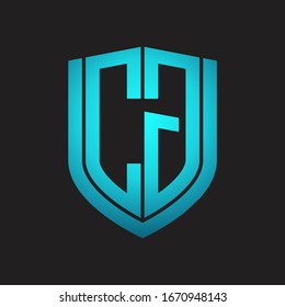 CG Logo monogram with emblem shield design isolated with blue colors on black background