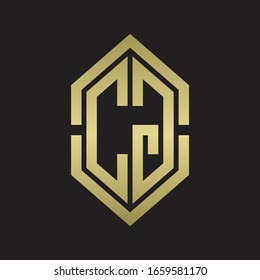 CG Logo monogram with hexagon shape and outline slice style with gold colors