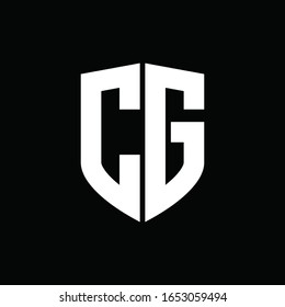 CG logo monogram with shield shape design template