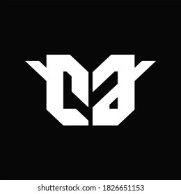 Monograma del logotipo de CG con una sola ala plantilla de diseño sobre fondo negro