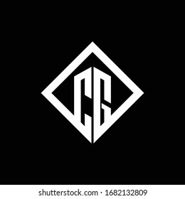 Monograma del logotipo de CG con plantilla de diseño de estilo de rotación cuadrada