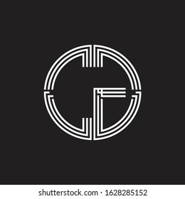 CG Logo monogram triple ribbon style line design template isolated on black background