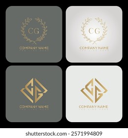 CG luxury typography letter logo. CG Creative style logo but still simple lettering and modern. 
