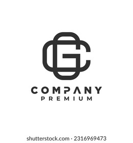 cg monogram initials letter combine logo design vector