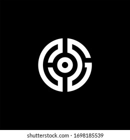 CG monogram logo with abstract circle style and dot in the middle design template