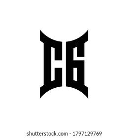 Logo de monograma CG con plantilla de diseño de lado curvo