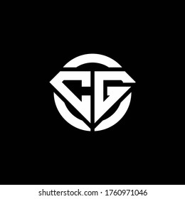 CG monogram logo with diamond shape and ring circle rounded design template