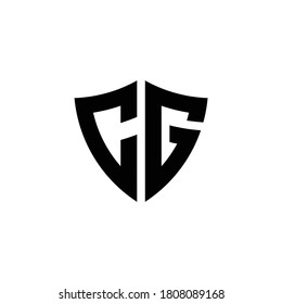 CG monogram logo with shield shape design template isolated on white background