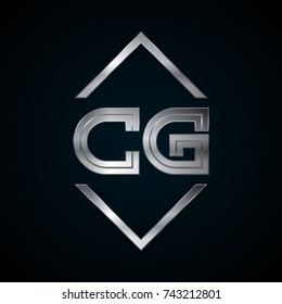 CG Monogram, Metal Logo, Silver Logo