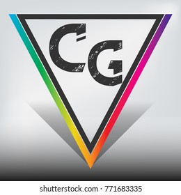 CG Multicolor Triangle LOGO with Dark Gray Highlight and Shadow