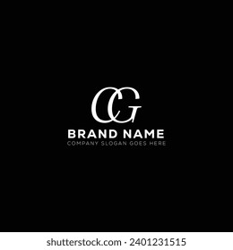Diseño del logotipo de la letra blanca CG con fondo negro. C G