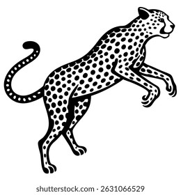 Cgeetah jumping vector Silhouette on white background