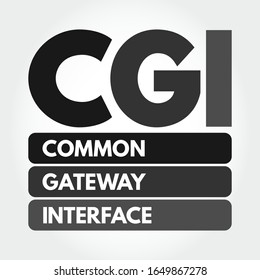 CGI Common Gateway Interface - provides the middleware between www servers and external databases and information sources, acronym text concept background
