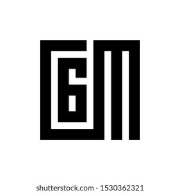 CGM initial letters logo design template elements, black color square shape - Vector