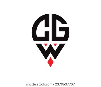 CGW-Buchstabenstandort Form Logo Design. CGW-Brief-Standort Logo einfach Design.