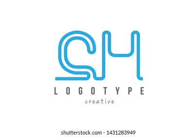 CH C H blue joined line alphabet letter logo combination suitable as icon design for a company or business