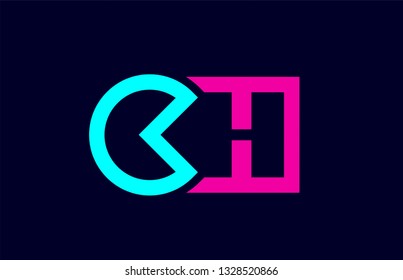 CH C H blue pink colorful alphabet alphabet letter logo combination design suitable for a company or business