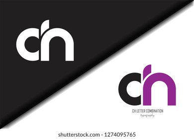 ch c h circle letter black purple white lowercase combination modern creative alphabet gradient company letter logo design vector icon template trendy - Vector