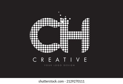 CH C H Dots Letter Logo Design White Magenta Bubble Circles and Swoosh