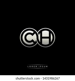CH C H initial letter linked circle capital monogram logo modern template silver color edition