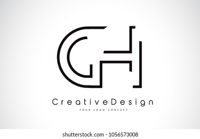CH C H Letter Logo Design in Black Colors. Creative Modern Letters Vector Icon Logo Illustration.