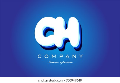 CH C H letter logo combination alphabet vector creative company icon design template modern blue white 3d