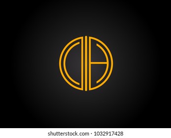 CH Circle Shape golden yellow Letter logo Design
