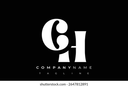 CH Creative Abstract Typography Logo Design. Elegant logo combining bold typography and creative shapes, ideal for branding and identity solutions.