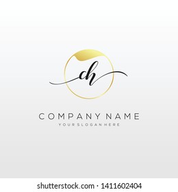 CH handwriting initial logo template vector.