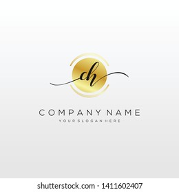 CH handwriting initial logo template vector.